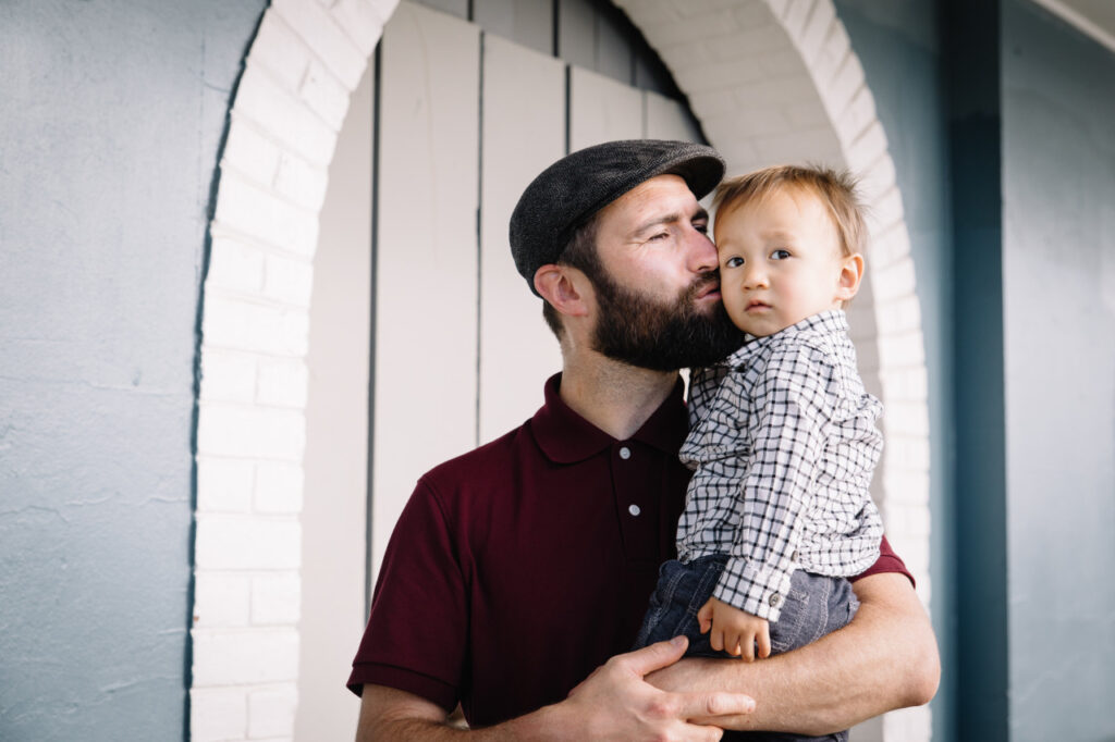 father kissing son family session lake merritt sf east bay area oakland