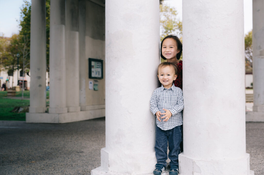 siblings brother and sister having fun family session lake merritt sf east bay area oakland