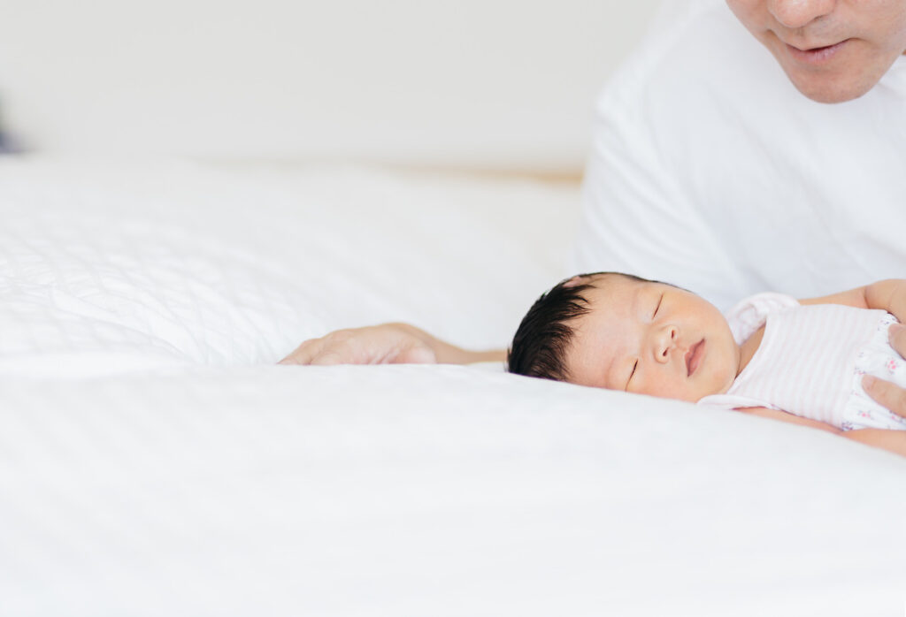 father and baby girl bonding newborn home session sf bay area