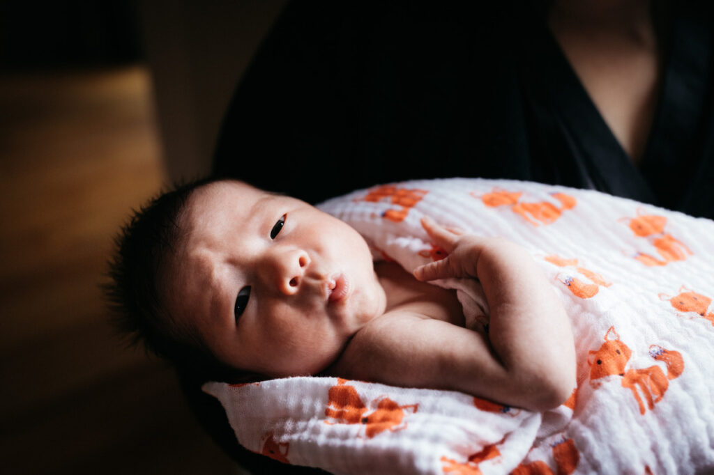 baby boy with cute expression newborn session sf bay area menlo park