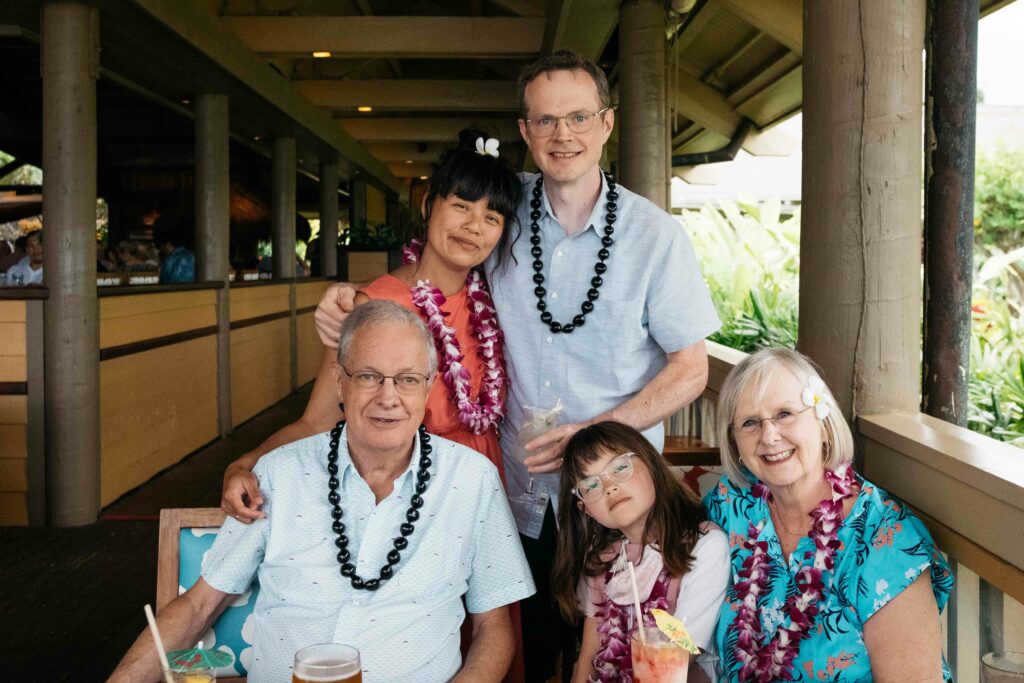 family photo at duke's in kauai