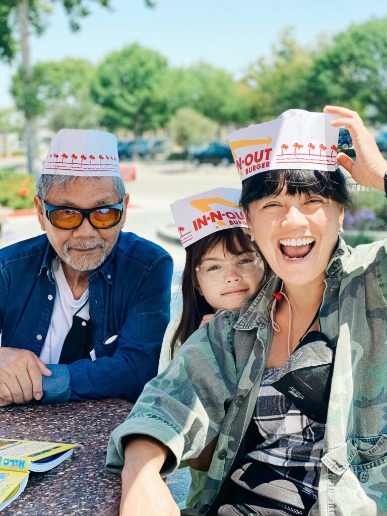 dorky family photo at In-N-Out burger in bay area