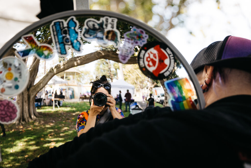 Self-portrait of family photographer and filmmaker at Alameda Pride