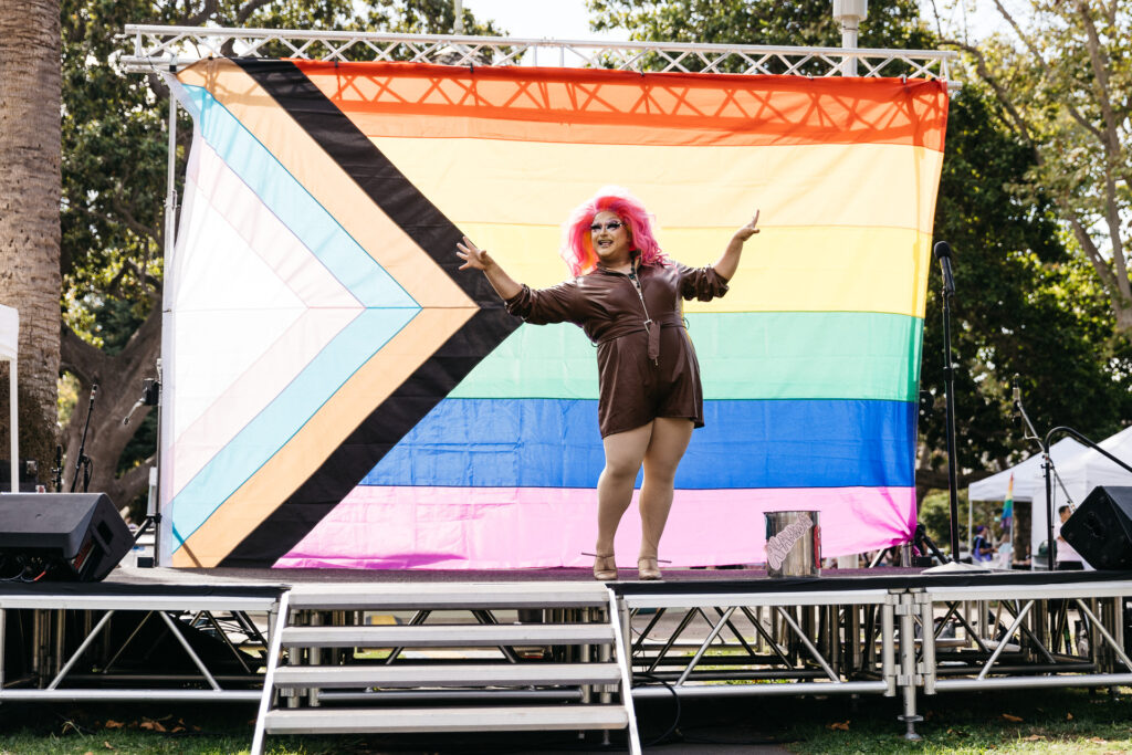 Drag diva performing at Alameda Pride 2023