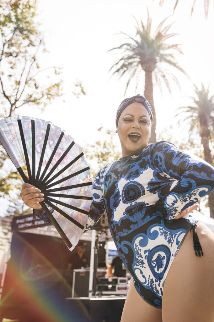 Drag diva being fabulous at Alameda Pride 2023