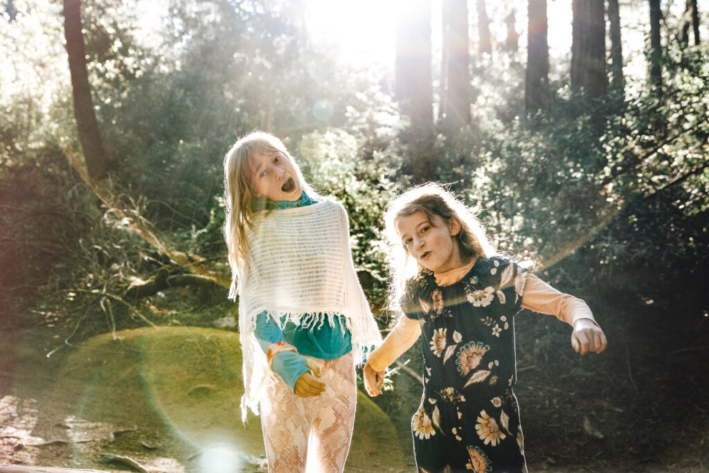 IMG_6218-Edit-Oakland-Joaquin-Miller-Family-Photography-Session-Carmen-Dunham-Photography Sibling sisters holding hands and having fun at Joaquin Miller Park.