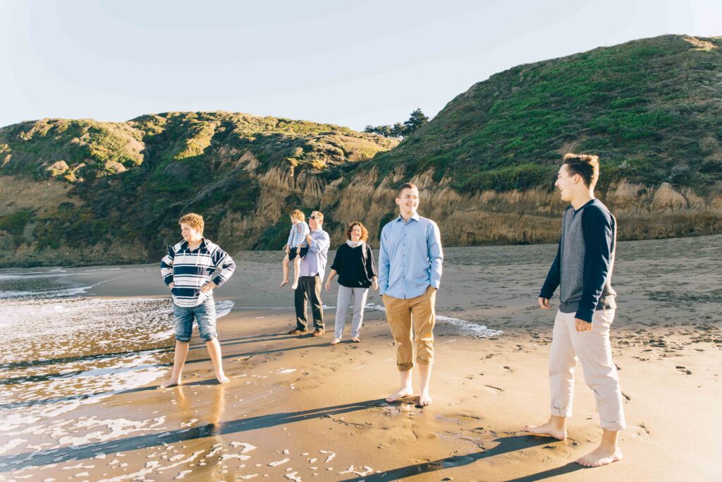 family of teens at Baker Beach
